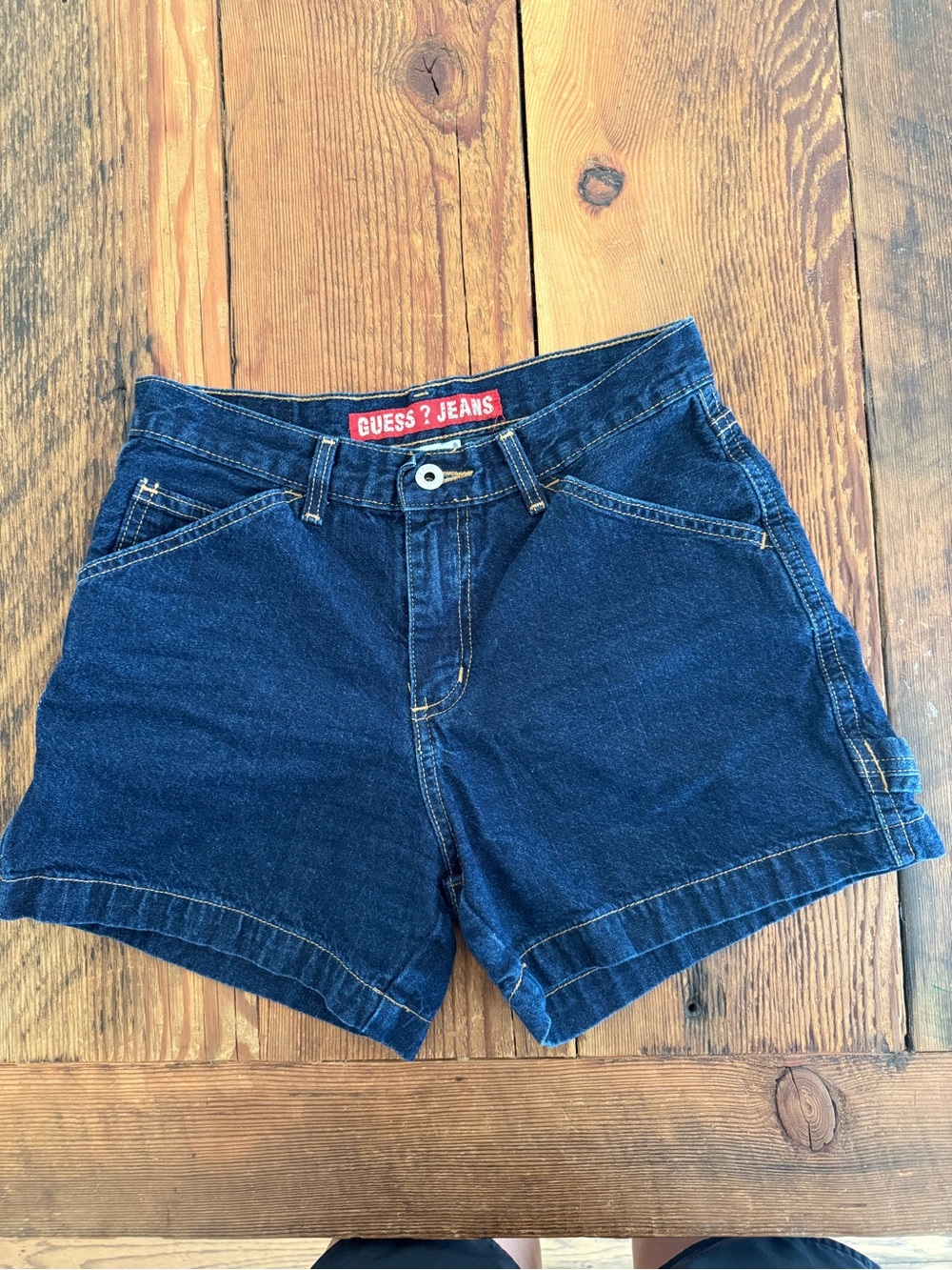 Vintage GUESS Dark Blue Denim Utility Shorts - Picture 2 of 5
